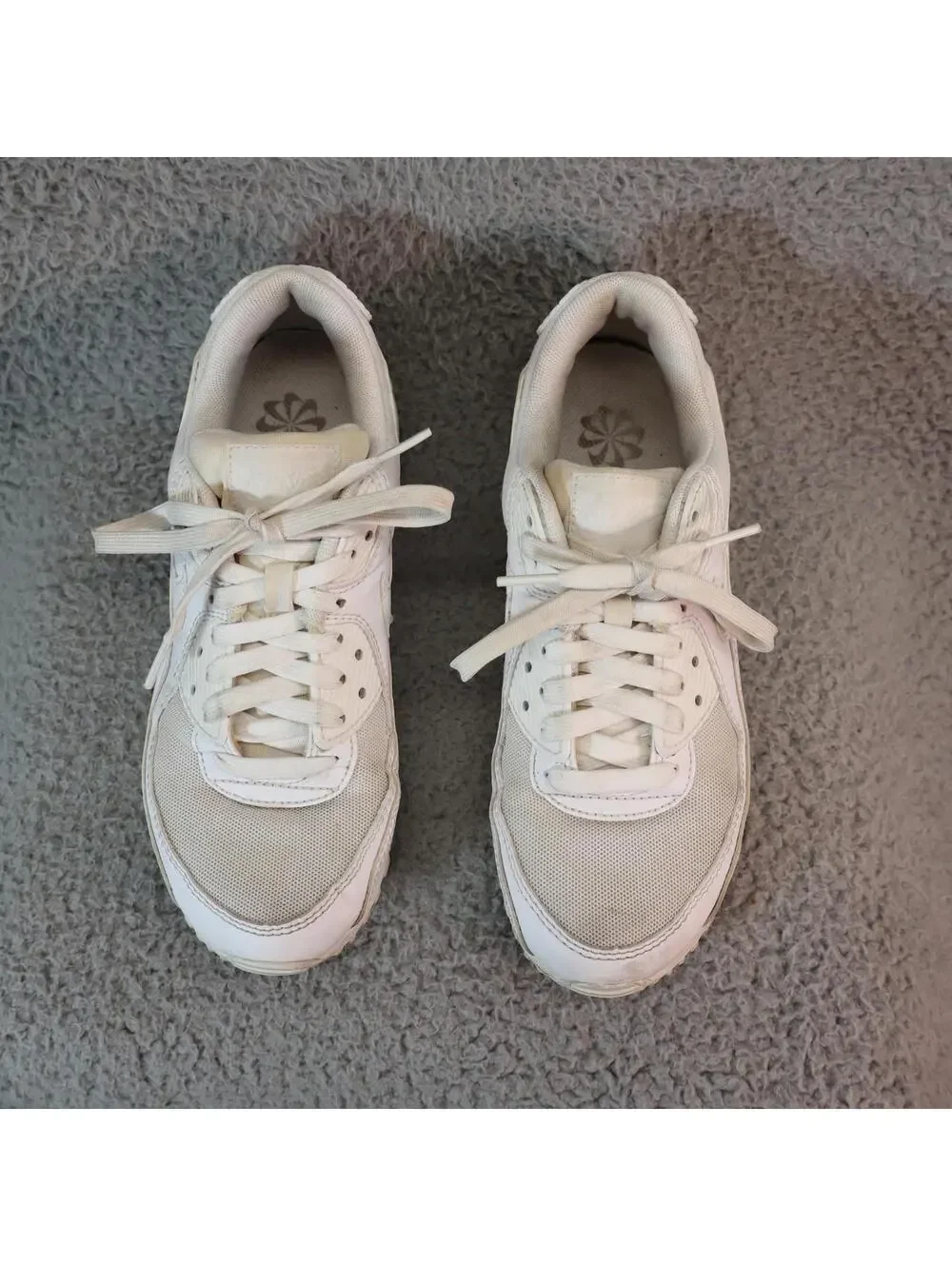 Nike Air Max 90 Women Shoes US 6.5 Triple White EUR 37.5